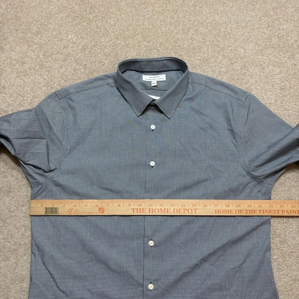NWT Banana Republic Shirt Mens Large Gray Houndstooth Untucked Dress Stretch LS